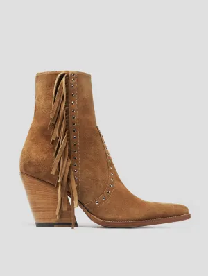 ALISON 80MM "MOJAVE" FRINGED BOOT IN TOBACCO SUEDE - Woman