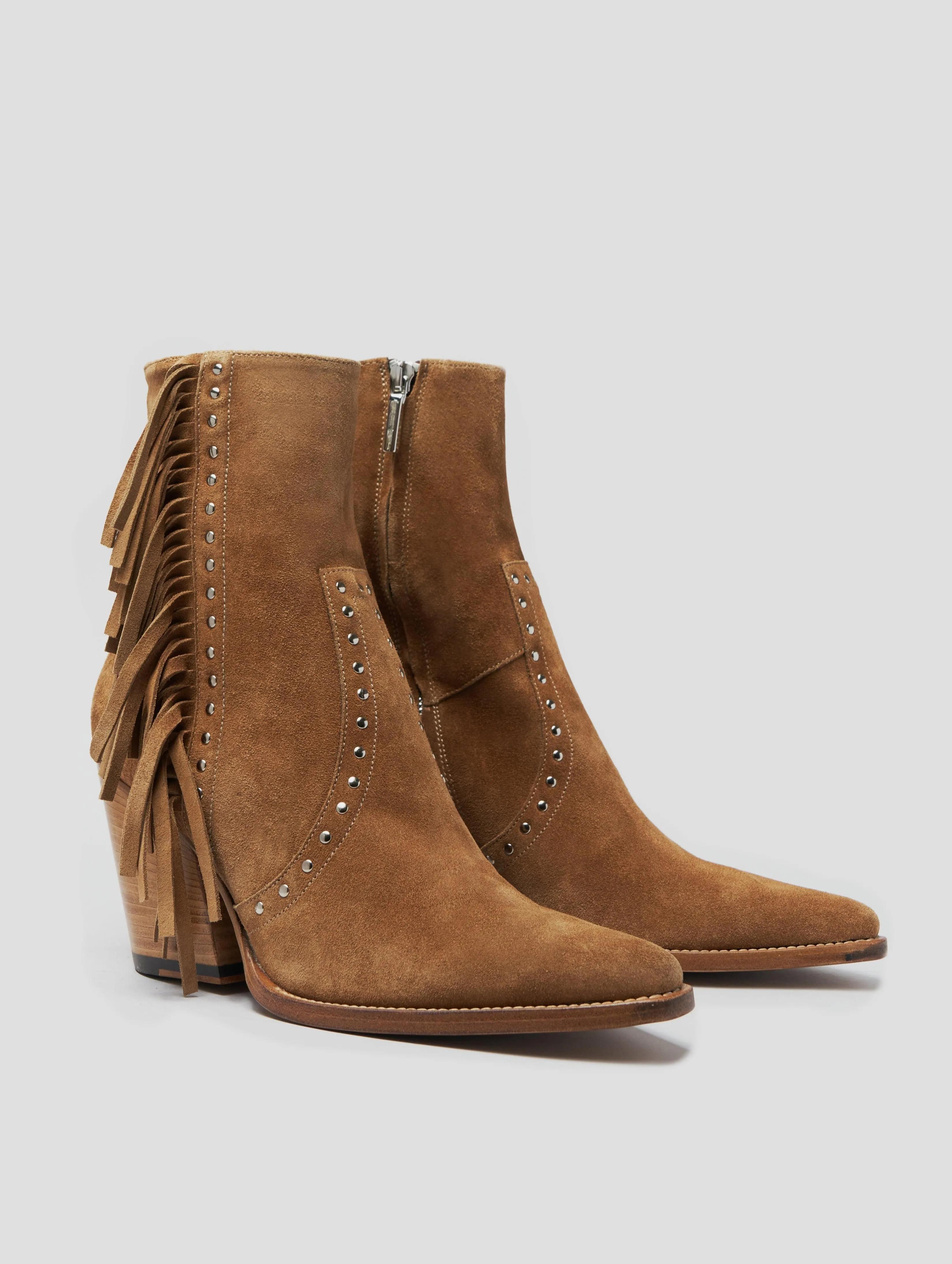 ALISON 80MM "MOJAVE" FRINGED BOOT IN TOBACCO SUEDE - Woman