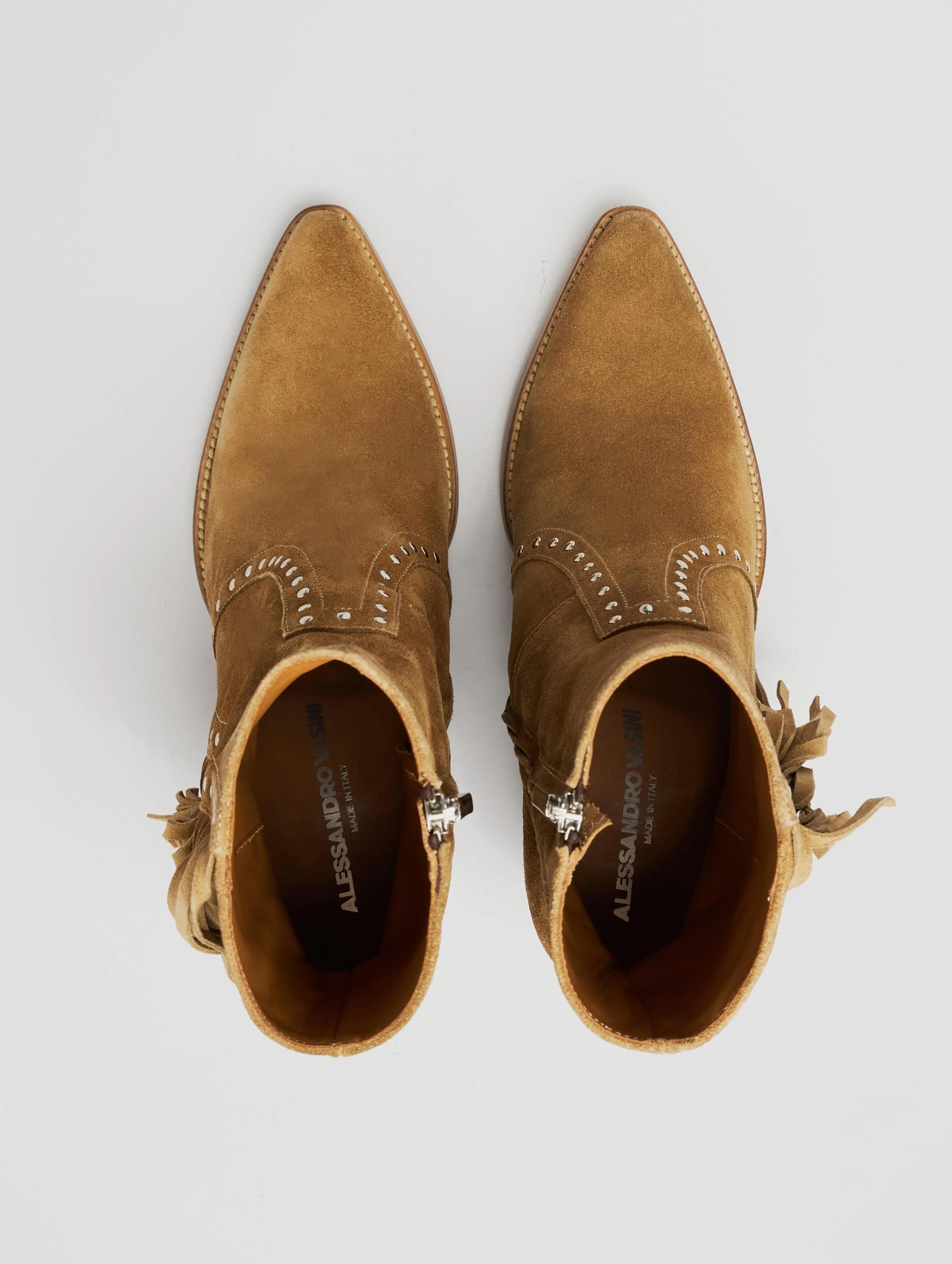 ALISON 80MM "MOJAVE" FRINGED BOOT IN TOBACCO SUEDE - Woman