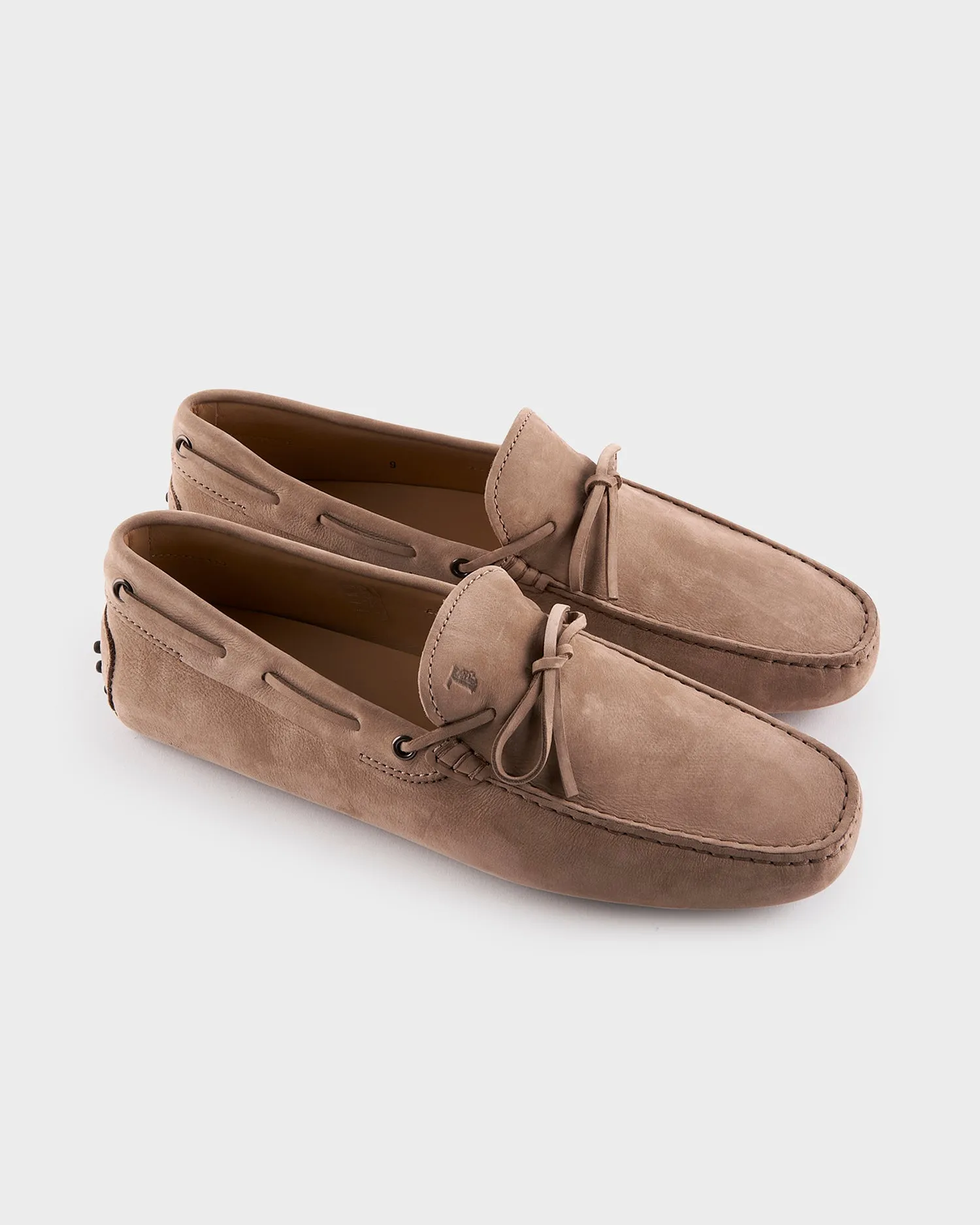 Beige Nubuck Gommini Driving Shoes