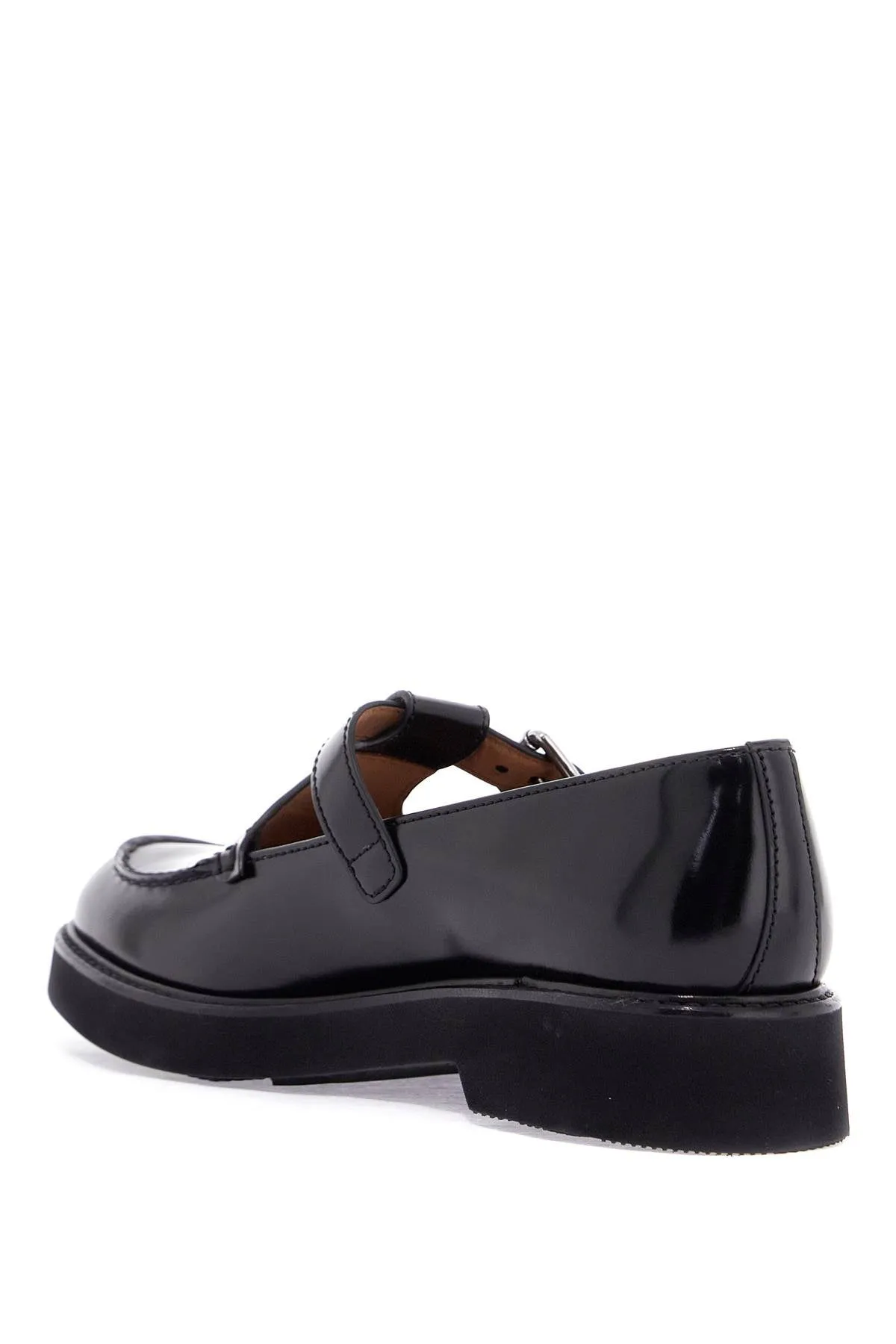 Brushed Leather Mary-Jane Shoes