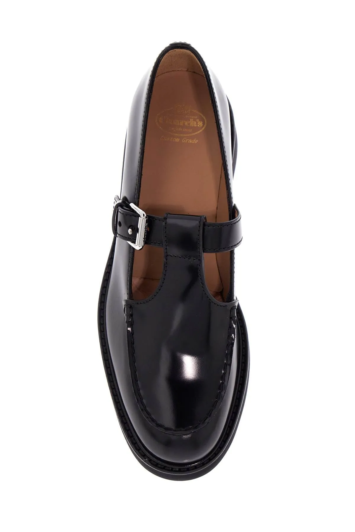Brushed Leather Mary-Jane Shoes