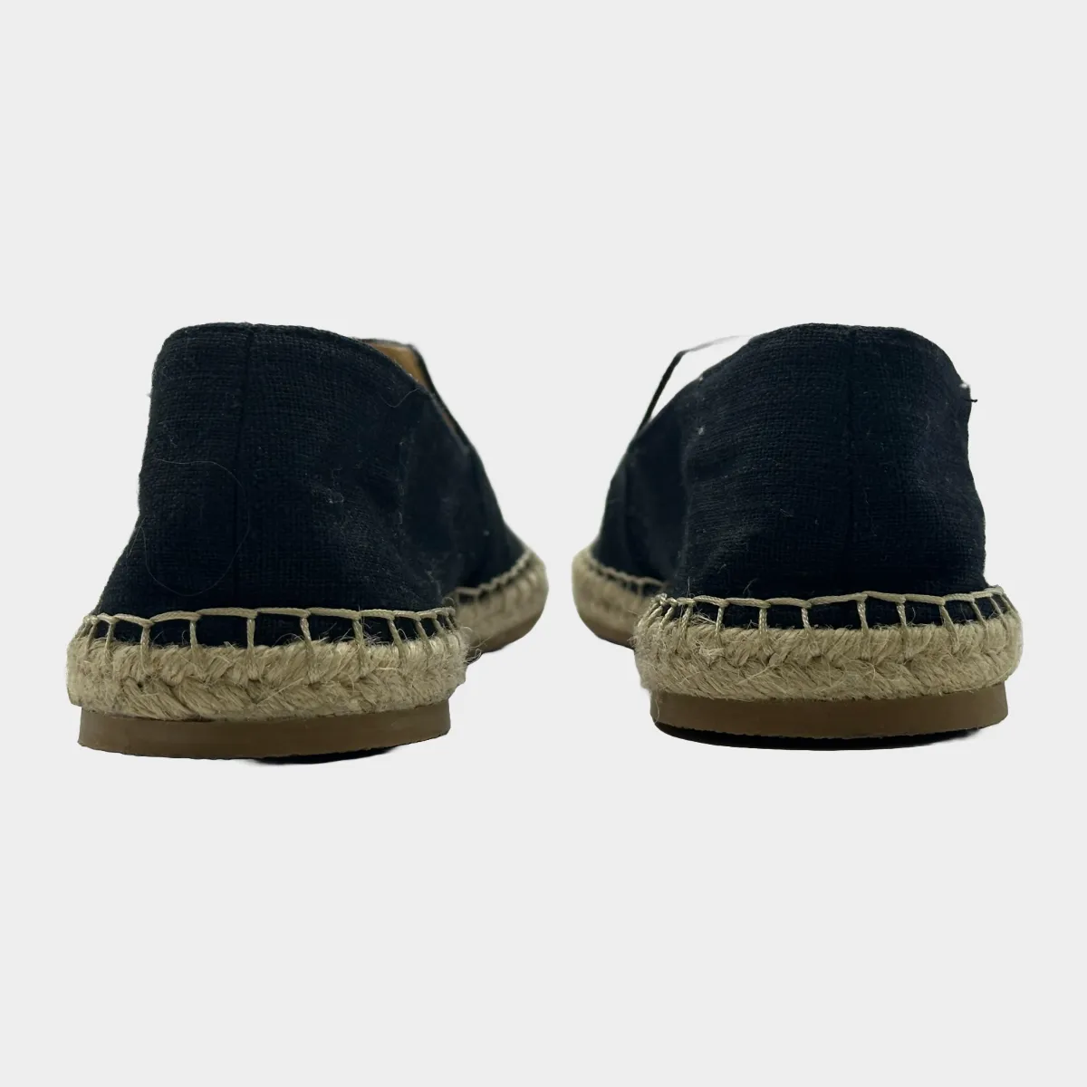 Charlotte Olympia black and beige canvas/raffia Kitty espadrilles