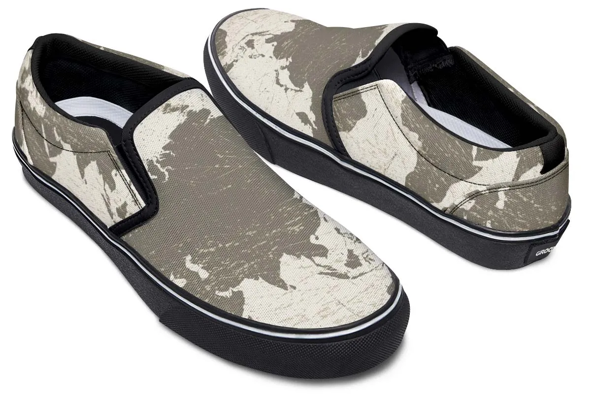 Geography Map Slip-On Shoes