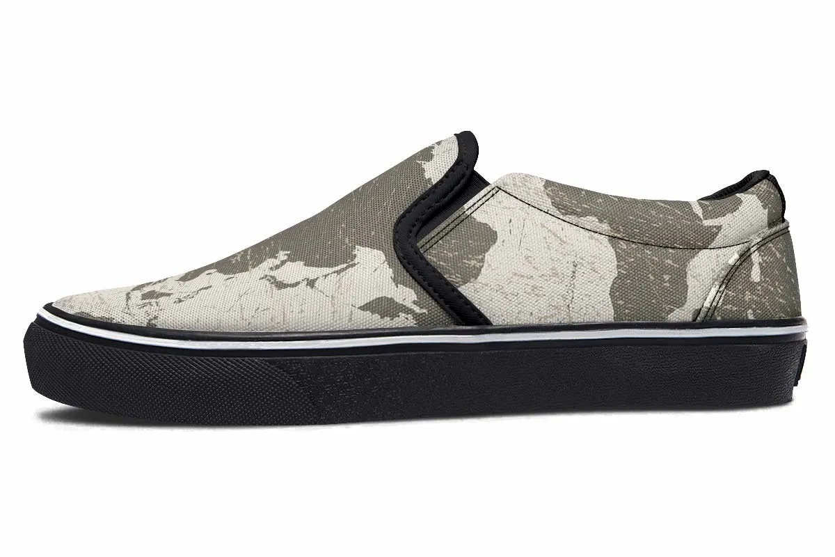 Geography Map Slip-On Shoes