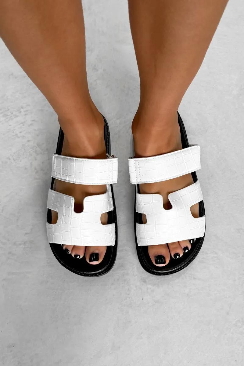 INDIE Gladiator Strap Slider Sandals - White Croc