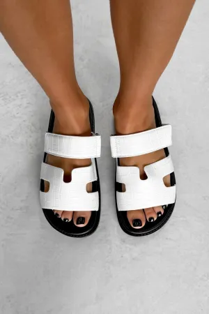 INDIE Gladiator Strap Slider Sandals - White Croc