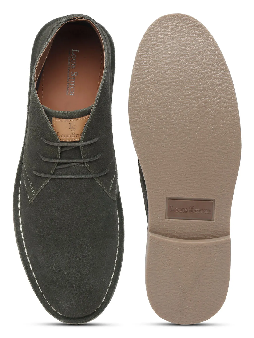 Moss Green Italian Suede Leather British Stitch Down Chukka Boots