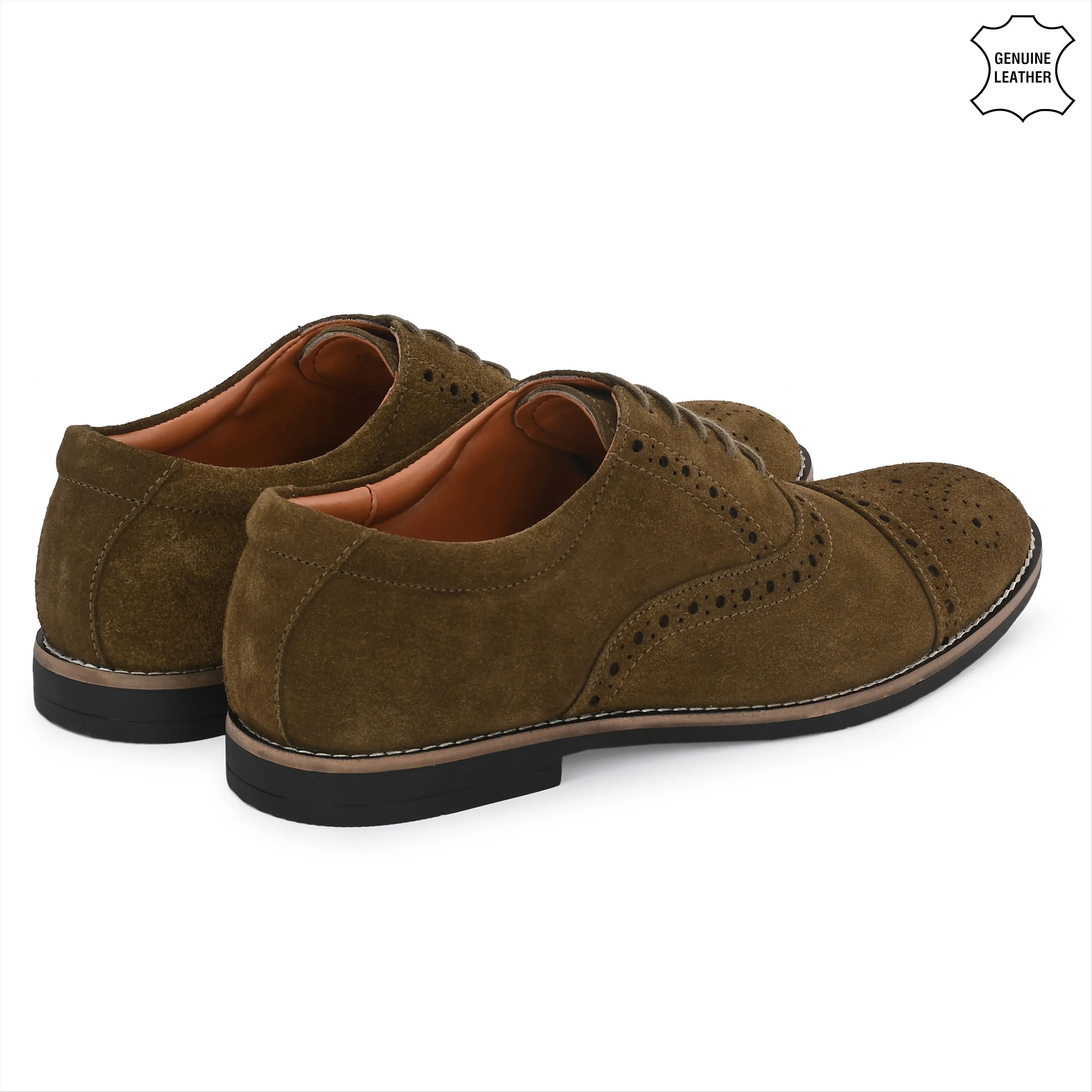 Peerless Suede Leather Brogue Derby Lace Ups