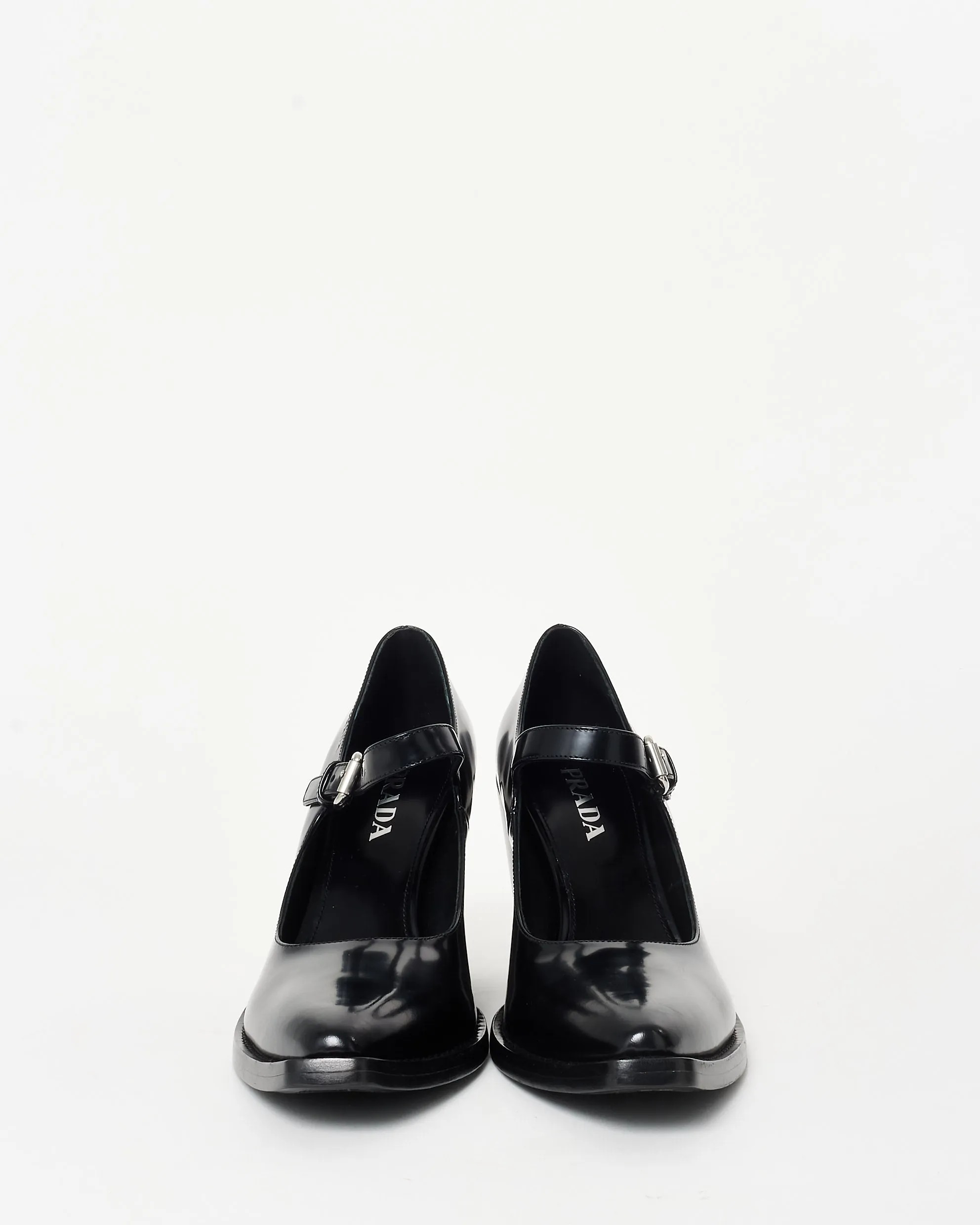 Prada Black Leather Mary Jane Western Style Pumps - 41
