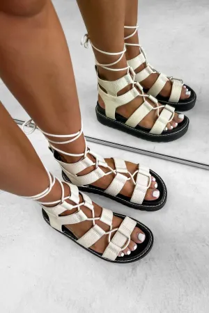 REGULATE Chunky Tie Up Gladiator Sandals - Beige