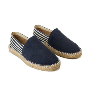 STRIPED CANVAS ESPADRILLES  - NAVY